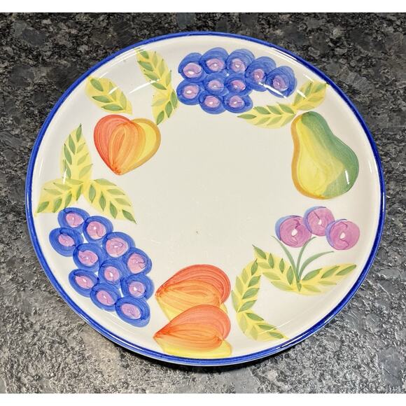 Vintage Heritage Mint Orchard Jubilee Artist's Touch Salad Plate Fruit Blue Trim - Picture 1 of 2